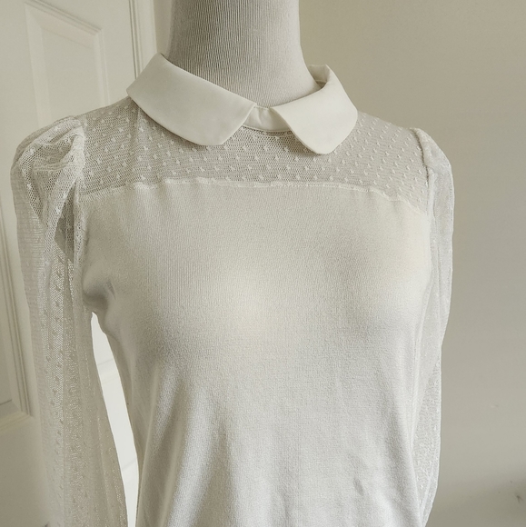 White sweater, Medium. Sheer top and sleeves - Picture 1 of 2